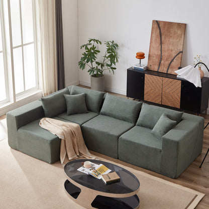 104-Inch Corduroy Modular L Shaped Sectional Sofa,Floor Couch Set,Foam-Filled Compressed Sofa,4 PC Free Combination