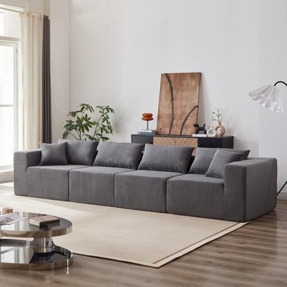 104-Inch Corduroy Modular L Shaped Sectional Sofa,Floor Couch Set,Foam-Filled Compressed Sofa,4 PC Free Combination
