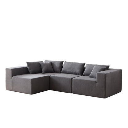 104-Inch Corduroy Modular L Shaped Sectional Sofa,Floor Couch Set,Foam-Filled Compressed Sofa,4 PC Free Combination