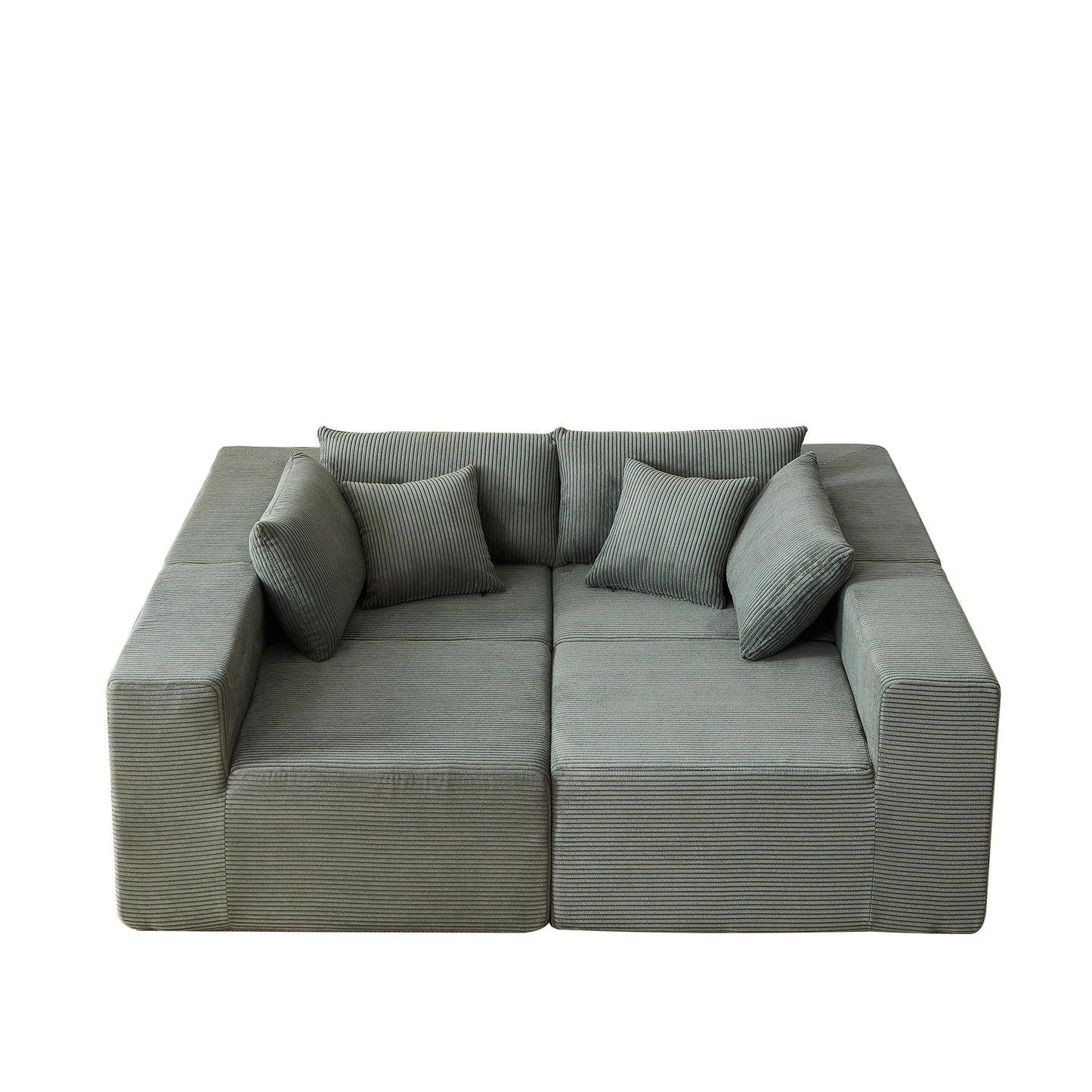 104-Inch Corduroy Modular L Shaped Sectional Sofa,Floor Couch Set,Foam-Filled Compressed Sofa,4 PC Free Combination