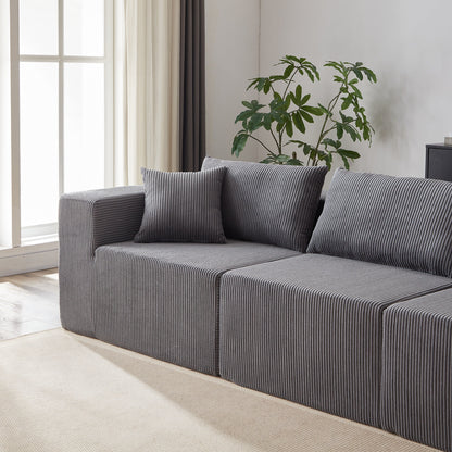 104-Inch Corduroy Modular L Shaped Sectional Sofa,Floor Couch Set,Foam-Filled Compressed Sofa,4 PC Free Combination