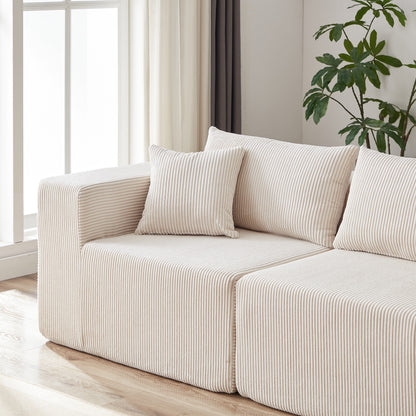 104-Inch Corduroy Modular L Shaped Sectional Sofa,Floor Couch Set,Foam-Filled Compressed Sofa,4 PC Free Combination