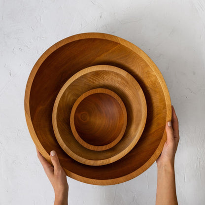 Individual 7 Wood Salad Bowls - Natural, Set of 4