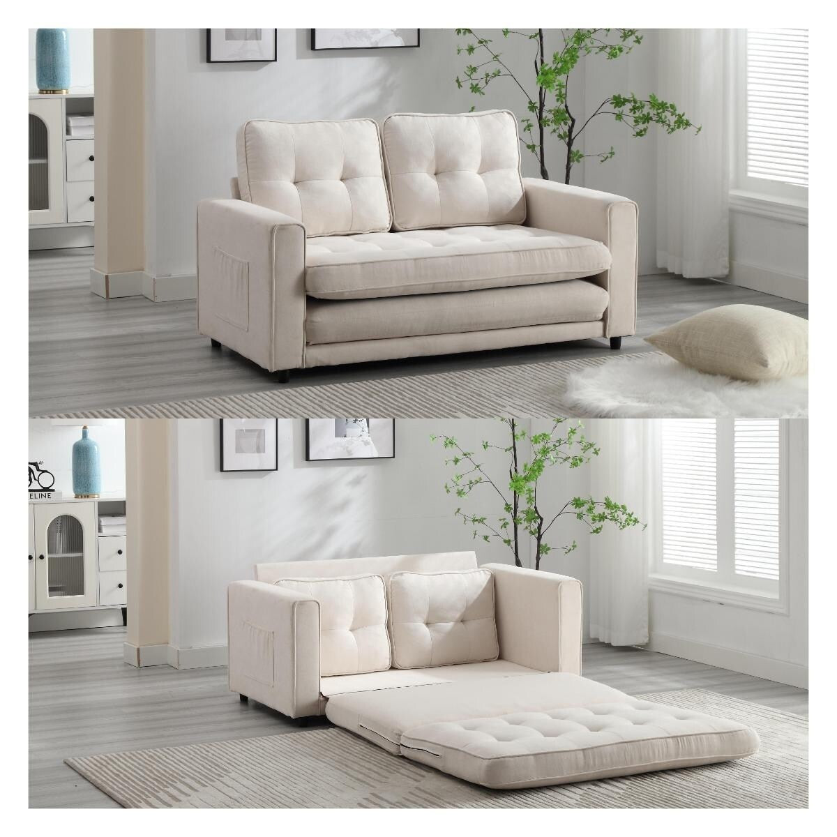 3 Fold Convertible Futon Couch Sleeper Sofa Bed