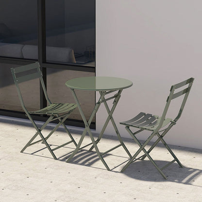 3-Piece Minimalist Patio Bistro Set of Foldable Round Table & Chairs - 3-Piece-Patio-Bistro-Set
