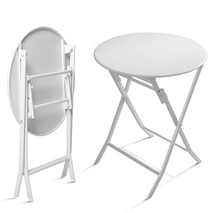 3-Piece Minimalist Patio Bistro Set of Foldable Round Table & Chairs - 3-Piece-Patio-Bistro-Set