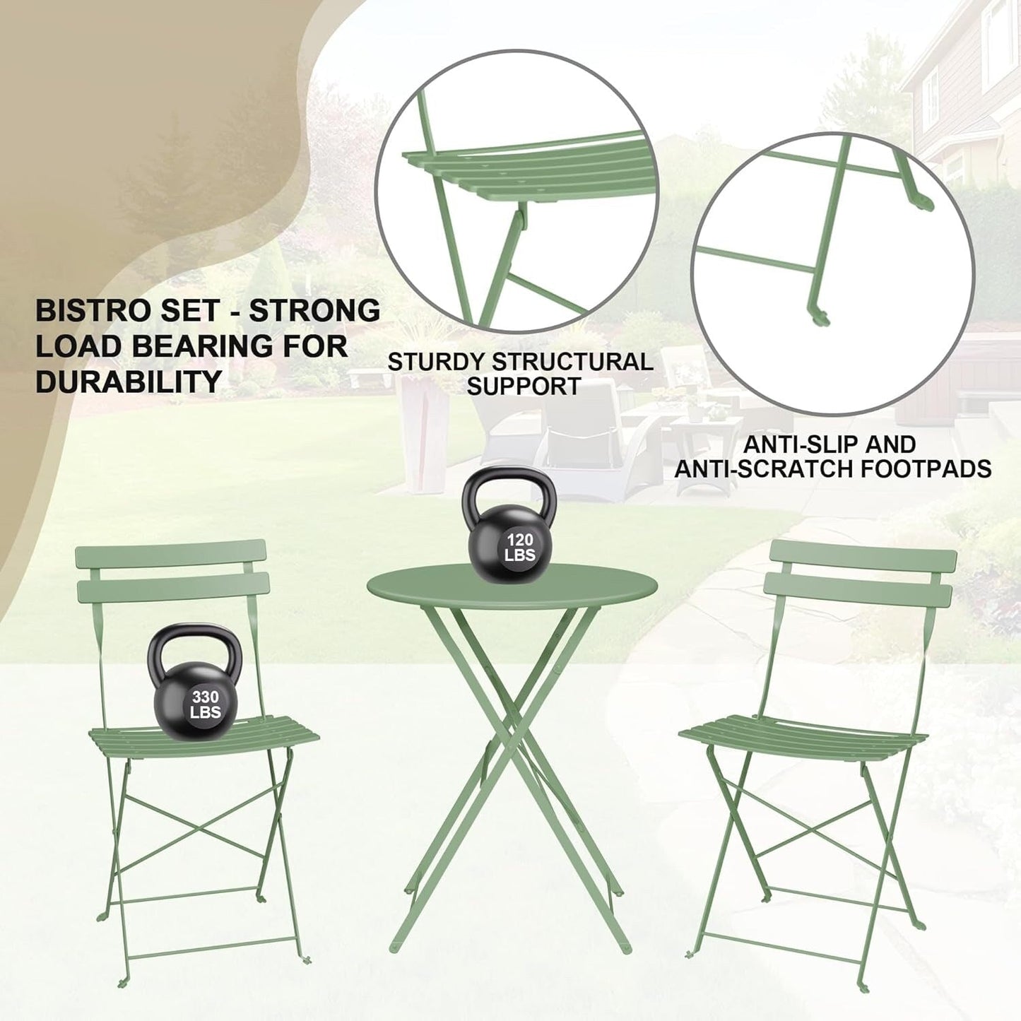 3 Pieces Patio Bistro Sets