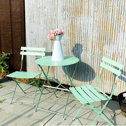 3pc Metal Folding Bistro Set, Weather-Resistant Outdoor/Indoor Conversation Set for Patio, Yard, Garden