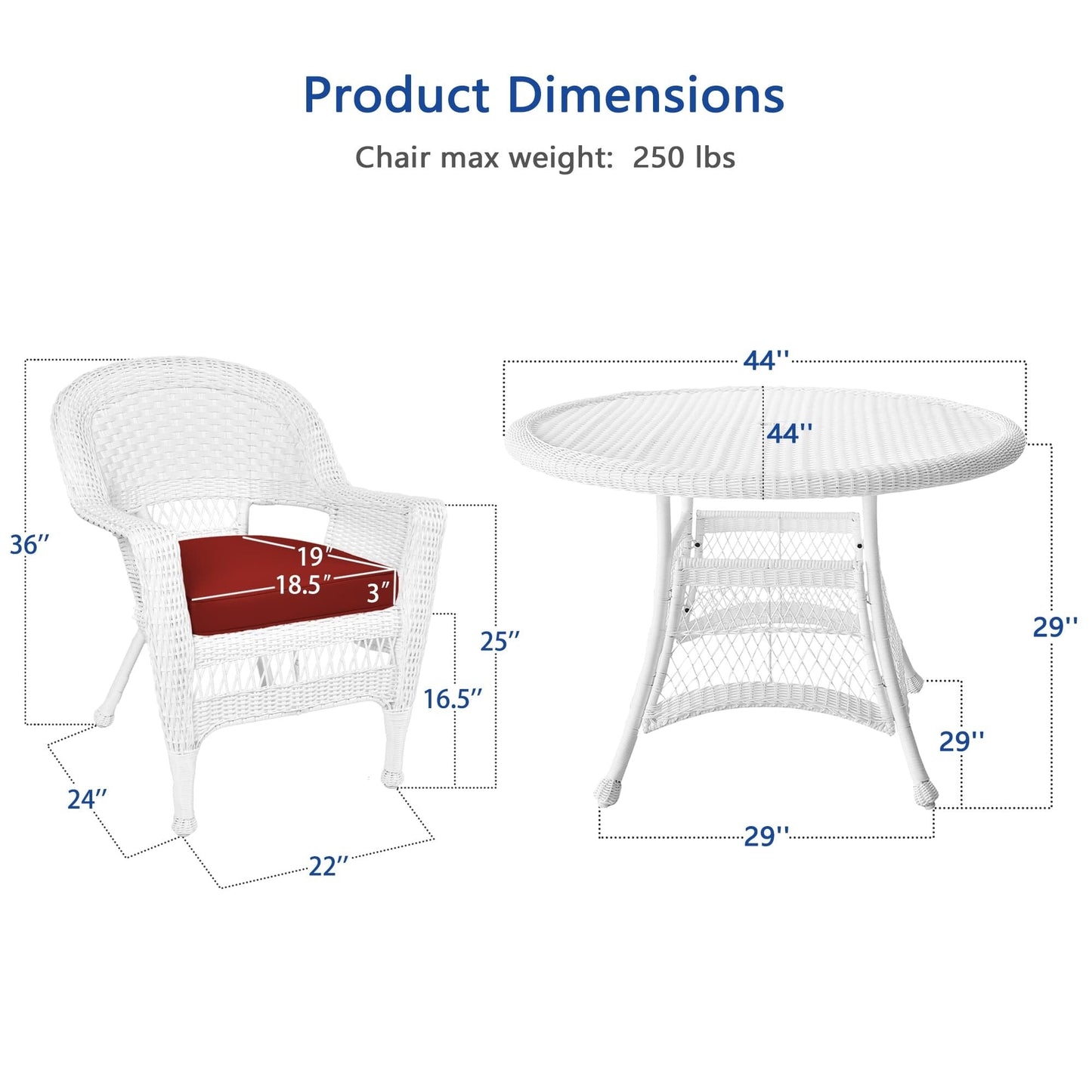 5-piece White Resin Wicker Dining Set