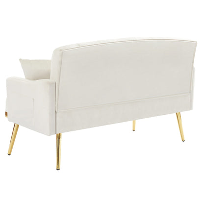 55.5 Velvet 2-Seater Sofa with 2 Pillows, Contemporary Design, and Easy Assembly