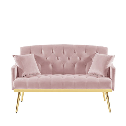 55.5 Velvet 2-Seater Sofa with 2 Pillows, Contemporary Design, and Easy Assembly