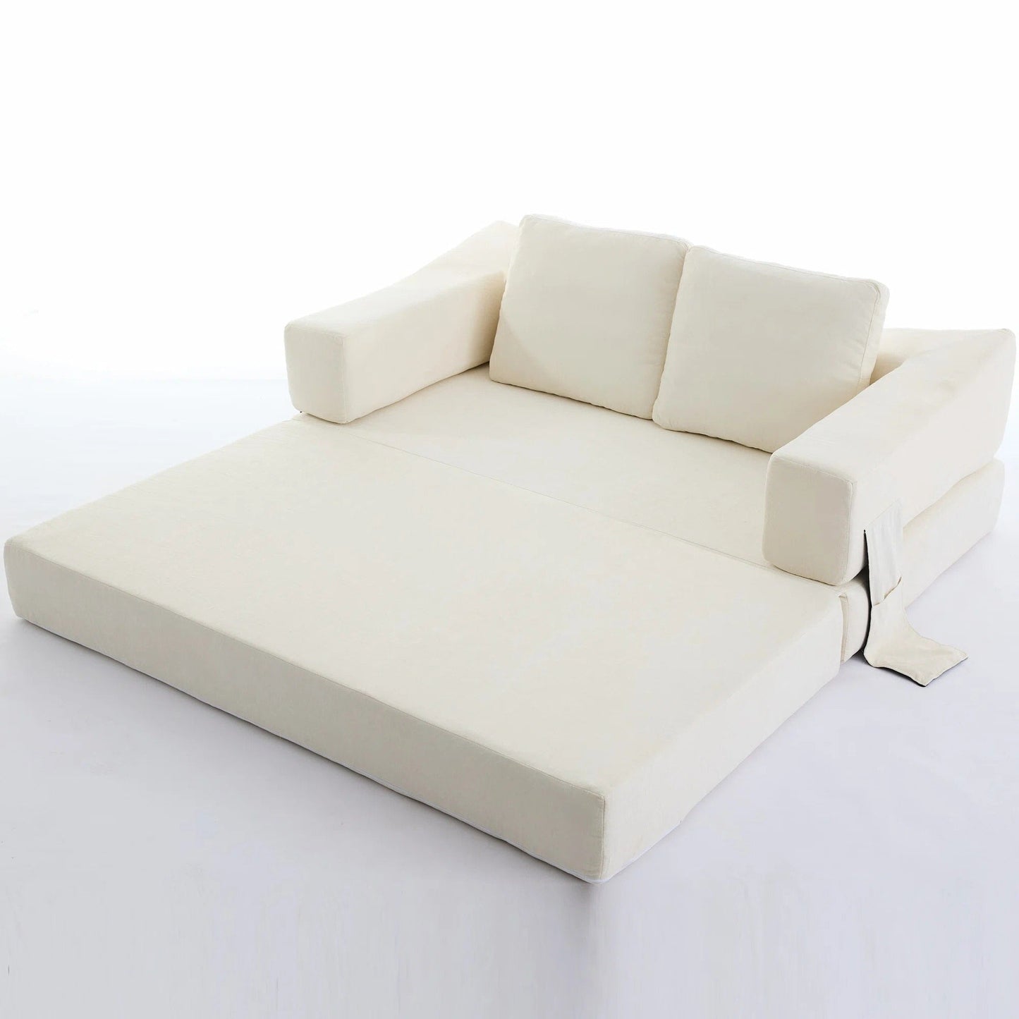 70.87 Upholstered Convertible Sleeper Sofa, Convertible Chair Floor Couch Comfy Sofa for Living Room, Bedroom, Chenille Fabric