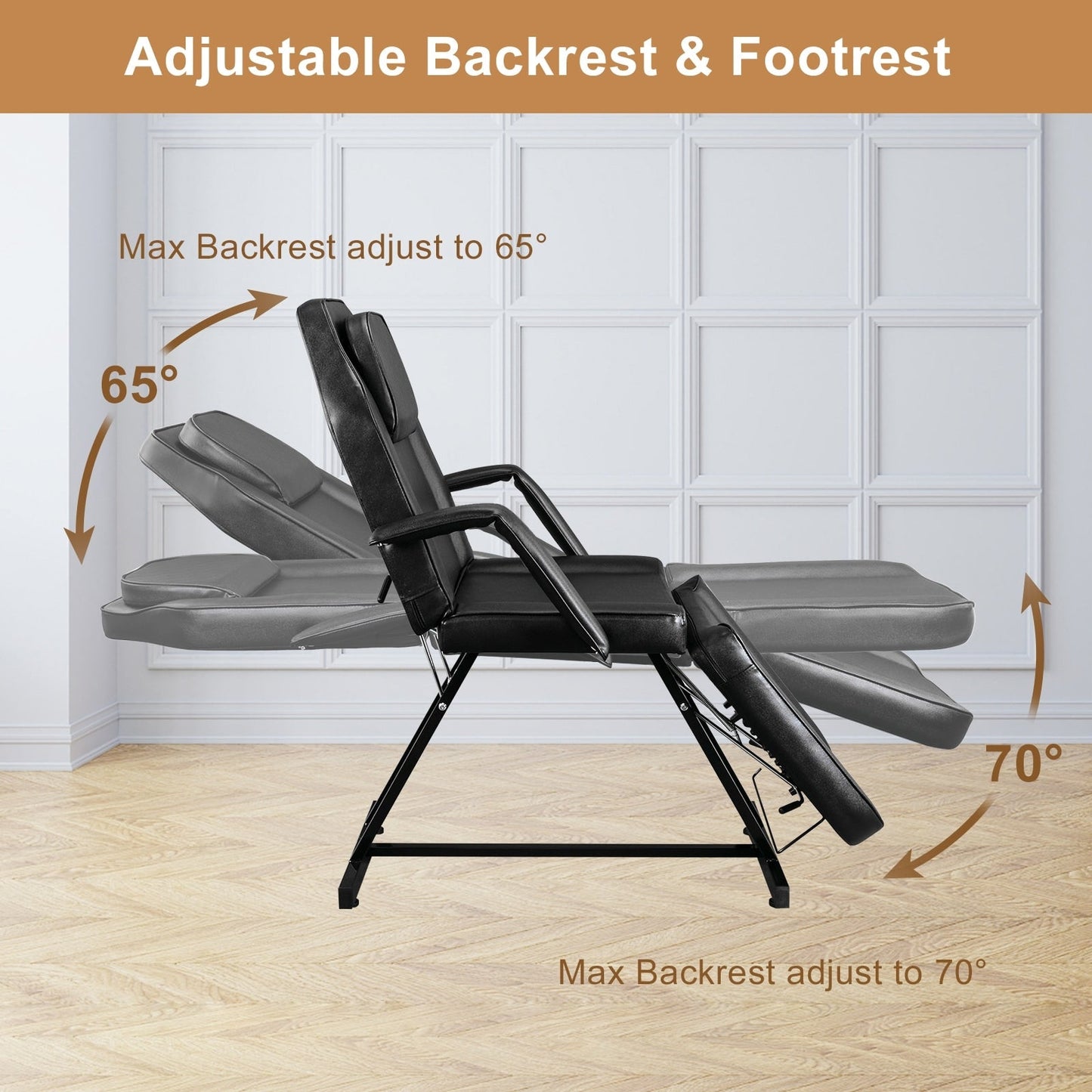 73 Adjustable Beauty Salon Spa Massage Bed Tattoo Chair with Stool