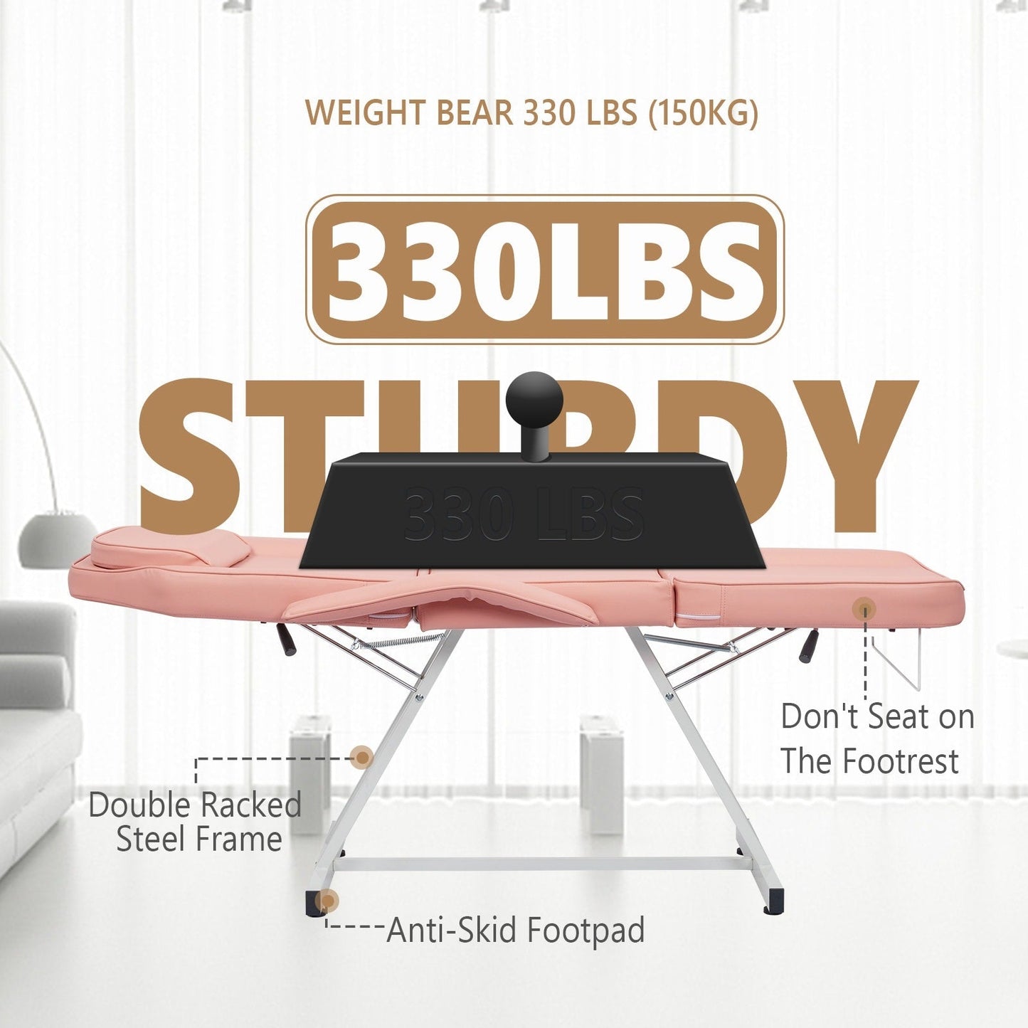 73 Adjustable Beauty Salon Spa Massage Bed Tattoo Chair with Stool