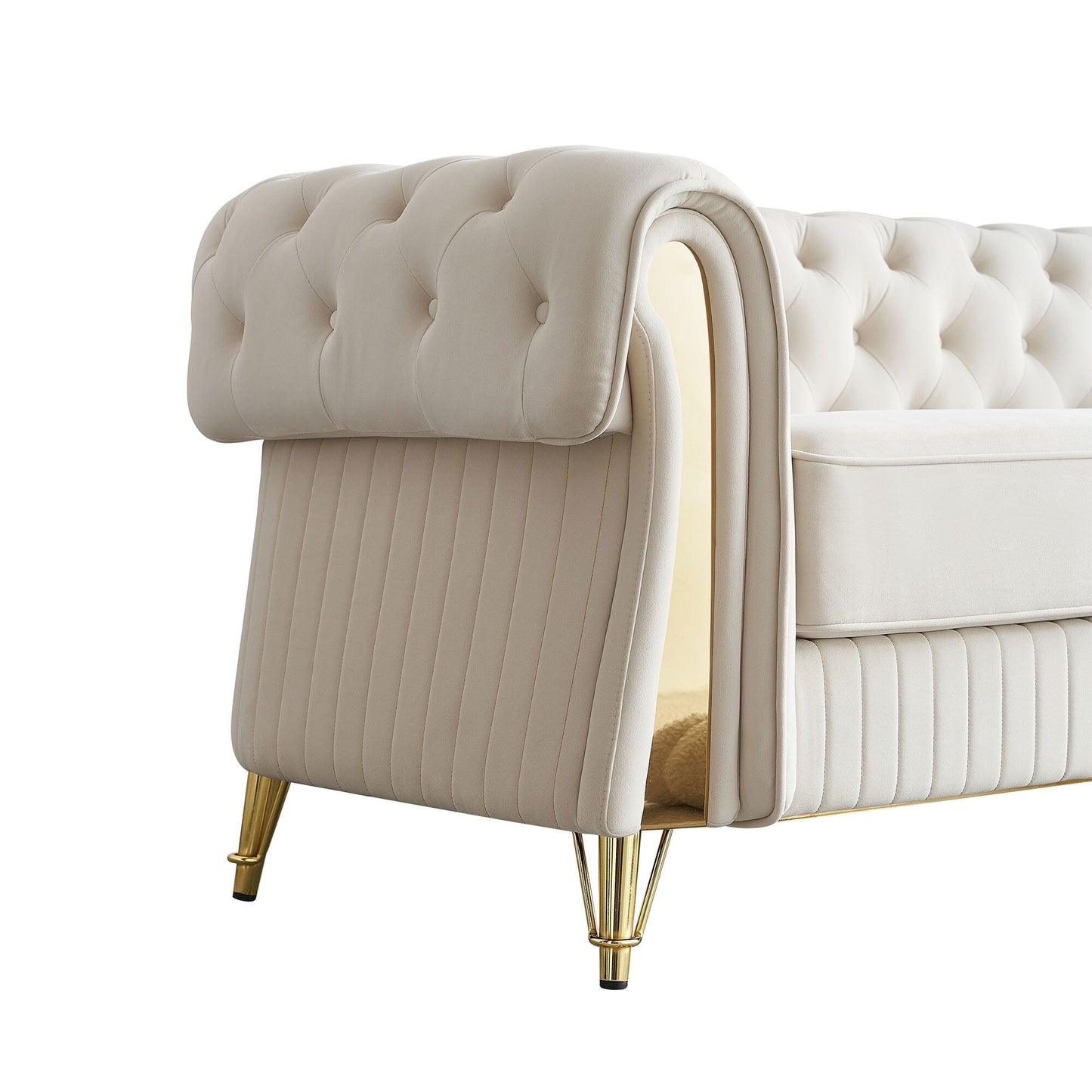 89 Velvet 3-Seater Sofa Sofa with Two Seat Cushions and Two Toss Pillows