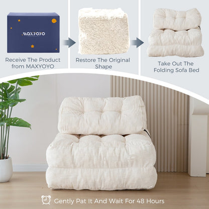 8 Corduroy Folding Couch Sofa Bed,Single