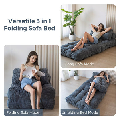 8 Corduroy Folding Couch Sofa Bed,Single