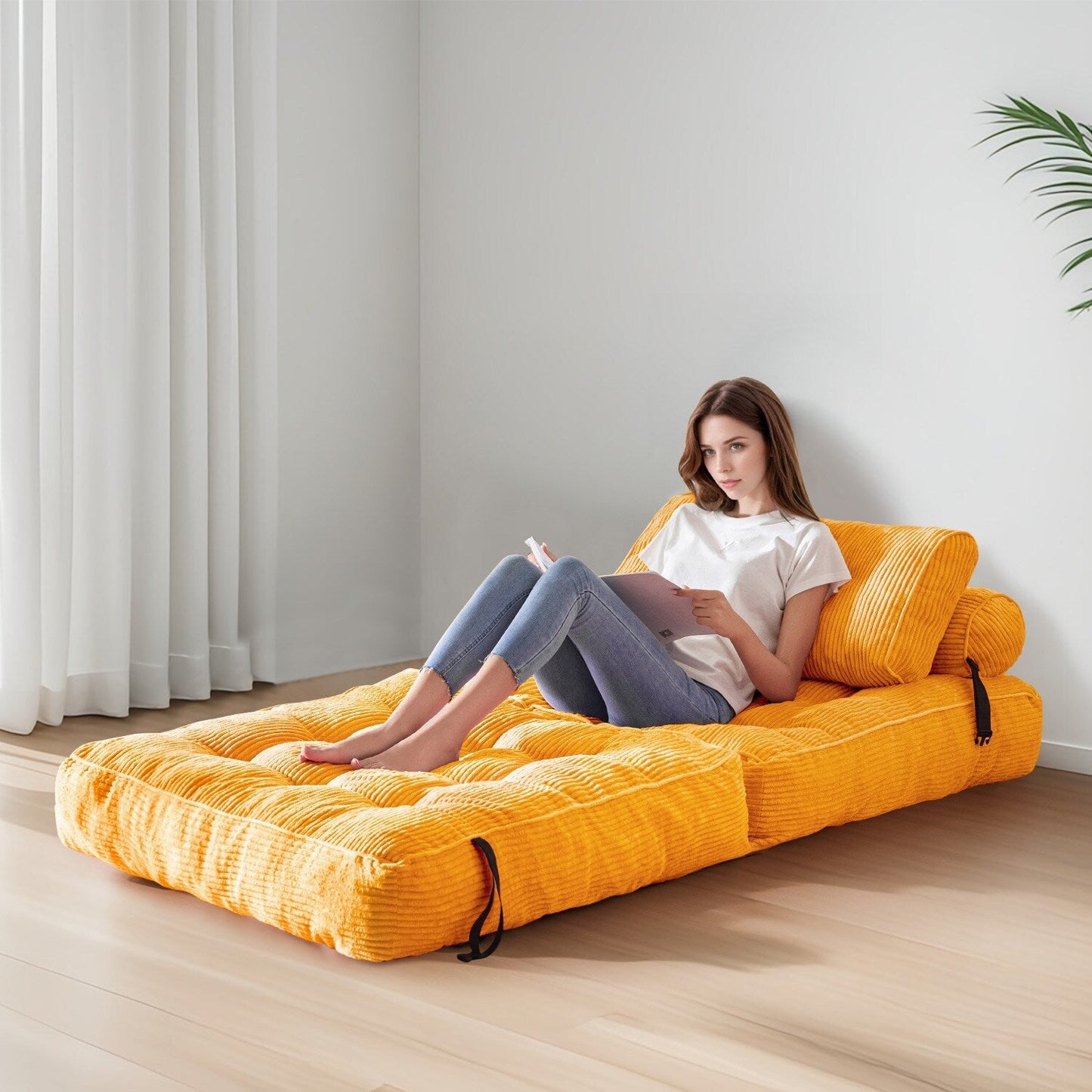 8 Corduroy Folding Couch Sofa Bed,Single