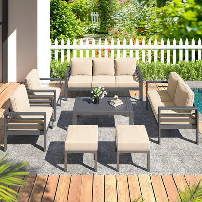 AECOJOY 7 Pieces Aluminum Patio Furniture Set Outdoor Conversation Set