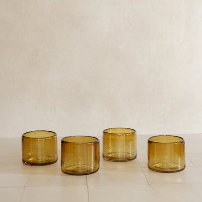 Amber Recycled Stemless Wine Glass, Set of 4