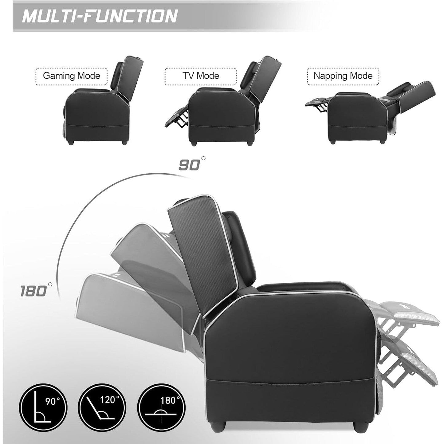 BOSSIN PU Leather Ergonomic Gaming Single Recliner Seating Sofa for Living Room