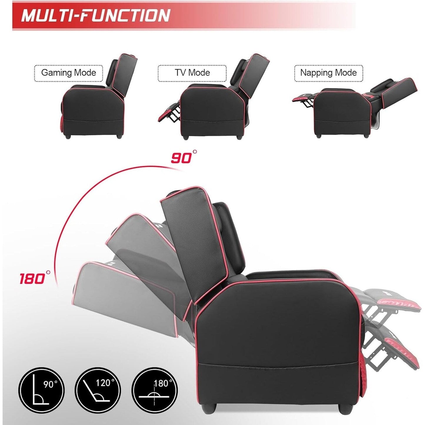 BOSSIN PU Leather Ergonomic Gaming Single Recliner Seating Sofa for Living Room