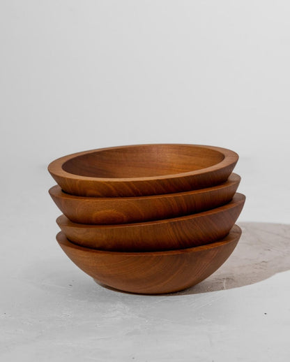 Individual 7 Wood Salad Bowls - Natural, Set of 4