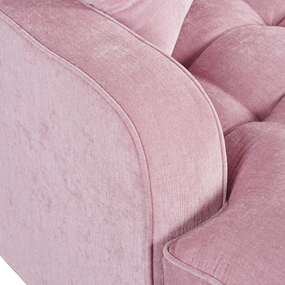Chenille Chaise Lounge Sofa Bed, Upholstered Sofa Couch with Tufted Backrest and 2 Detachable Pillows for Living Room