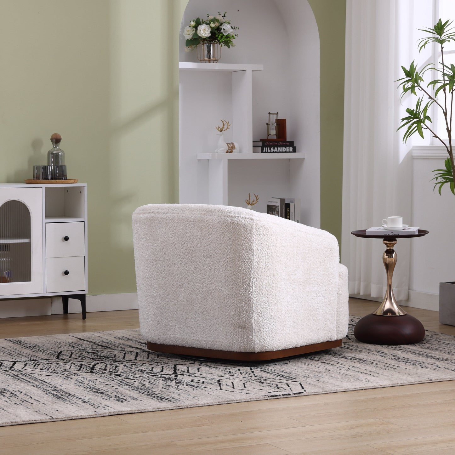 Chenille Swivel Barrel Chair, 360-Degree Comfy Accent Sofa for Living Room, Bedroom, and Study with Removable Cushion
