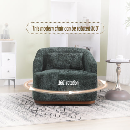Chenille Swivel Barrel Chair, 360-Degree Comfy Accent Sofa for Living Room, Bedroom, and Study with Removable Cushion