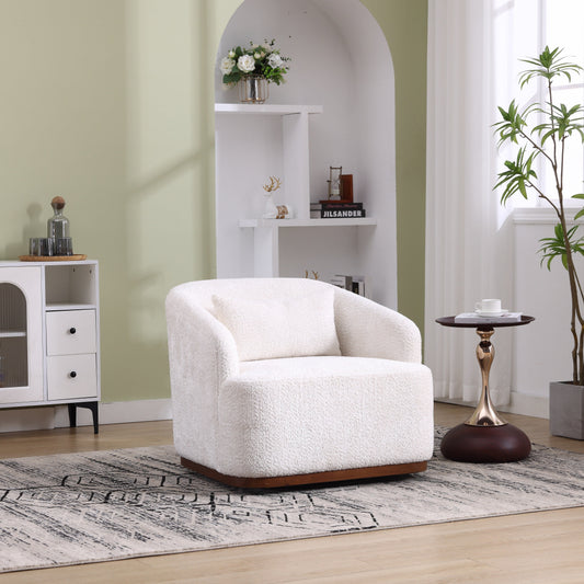 Chenille Swivel Barrel Chair, 360-Degree Comfy Accent Sofa for Living Room, Bedroom, and Study with Removable Cushion
