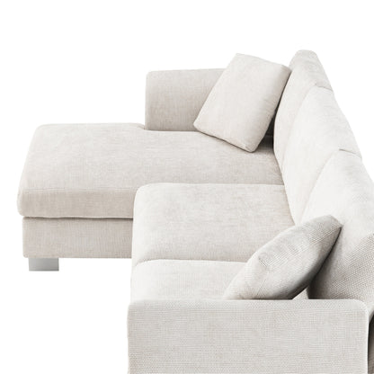 Cloud Sectional Sofa,L-Shaped Luxury Couch Set With 2 Free Pillows,4-Seat Chenille Indoor Furniture With Oversized Chaise
