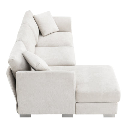 Cloud Sectional Sofa,L-Shaped Luxury Couch Set With 2 Free Pillows,4-Seat Chenille Indoor Furniture With Oversized Chaise