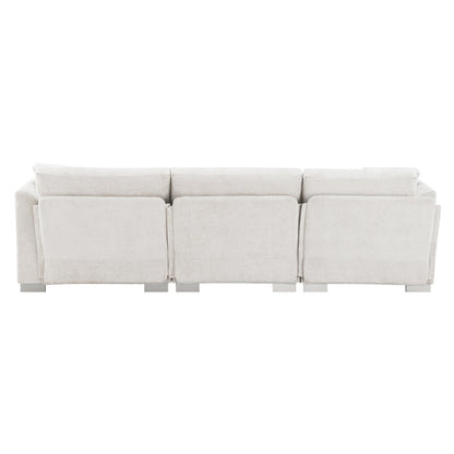 Cloud Sectional Sofa,L-Shaped Luxury Couch Set With 2 Free Pillows,4-Seat Chenille Indoor Furniture With Oversized Chaise