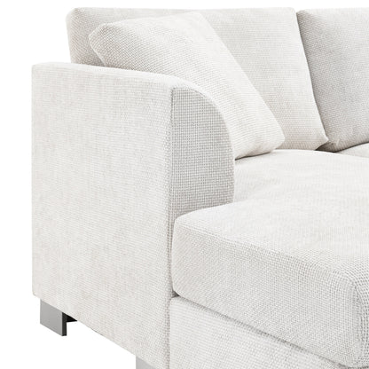 Cloud Sectional Sofa,L-Shaped Luxury Couch Set With 2 Free Pillows,4-Seat Chenille Indoor Furniture With Oversized Chaise