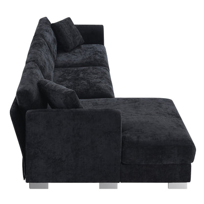 Cloud Sectional Sofa,L-Shaped Luxury Couch Set With 2 Free Pillows,4-Seat Chenille Indoor Furniture With Oversized Chaise
