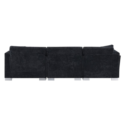 Cloud Sectional Sofa,L-Shaped Luxury Couch Set With 2 Free Pillows,4-Seat Chenille Indoor Furniture With Oversized Chaise
