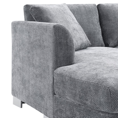 Cloud Sectional Sofa,L-Shaped Luxury Couch Set With 2 Free Pillows,4-Seat Chenille Indoor Furniture With Oversized Chaise