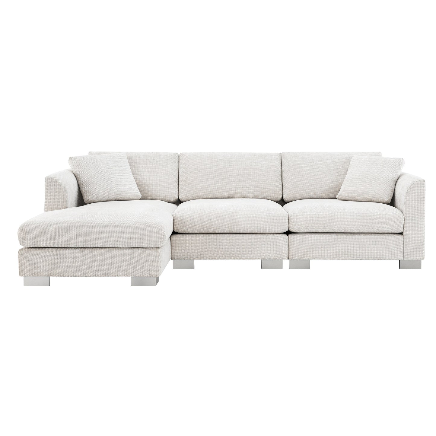 Cloud Sectional Sofa,L-Shaped Luxury Couch Set With 2 Free Pillows,4-Seat Chenille Indoor Furniture With Oversized Chaise