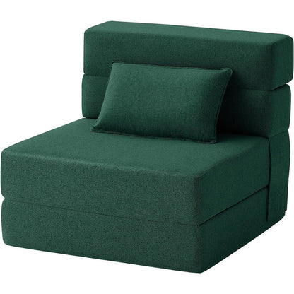 Convertible Folding Sofa Bed - Modern Linen Sleeper Chair with Pillow & Foldable Mattress for Living Room/Dorm/Guest