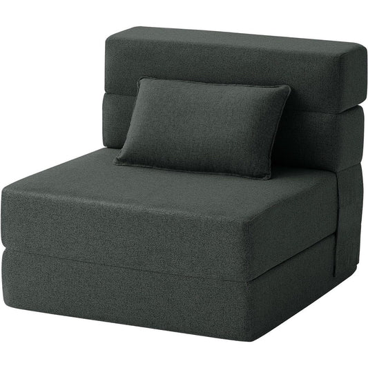 Convertible Folding Sofa Bed - Modern Linen Sleeper Chair with Pillow & Foldable Mattress for Living Room/Dorm/Guest