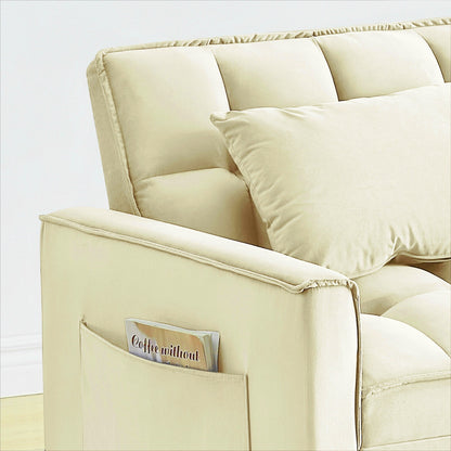 Convertible Sofa Bed with Adjustable Back and Wheel