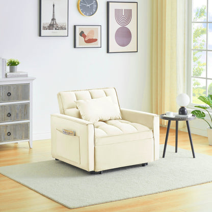 Convertible Sofa Bed with Adjustable Back and Wheel