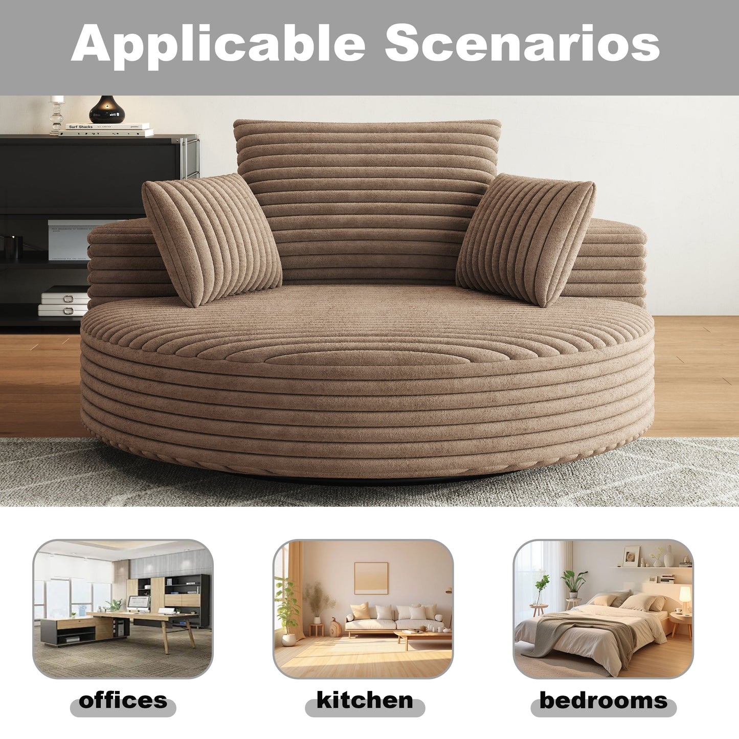 Corduroy Chenille Foam Single Swivel Chair