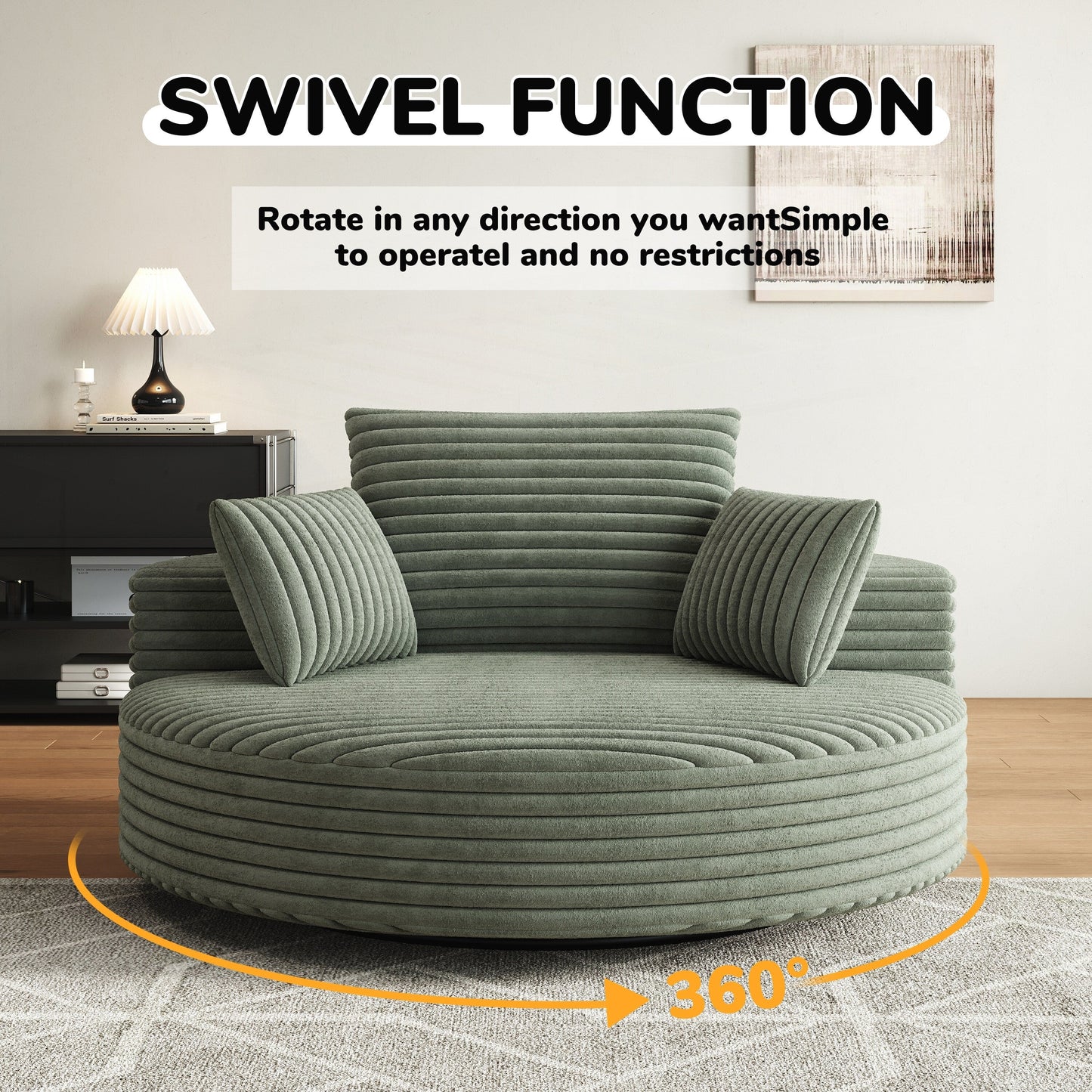 Corduroy Chenille Foam Single Swivel Chair