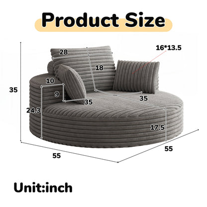 Corduroy Chenille Foam Single Swivel Chair