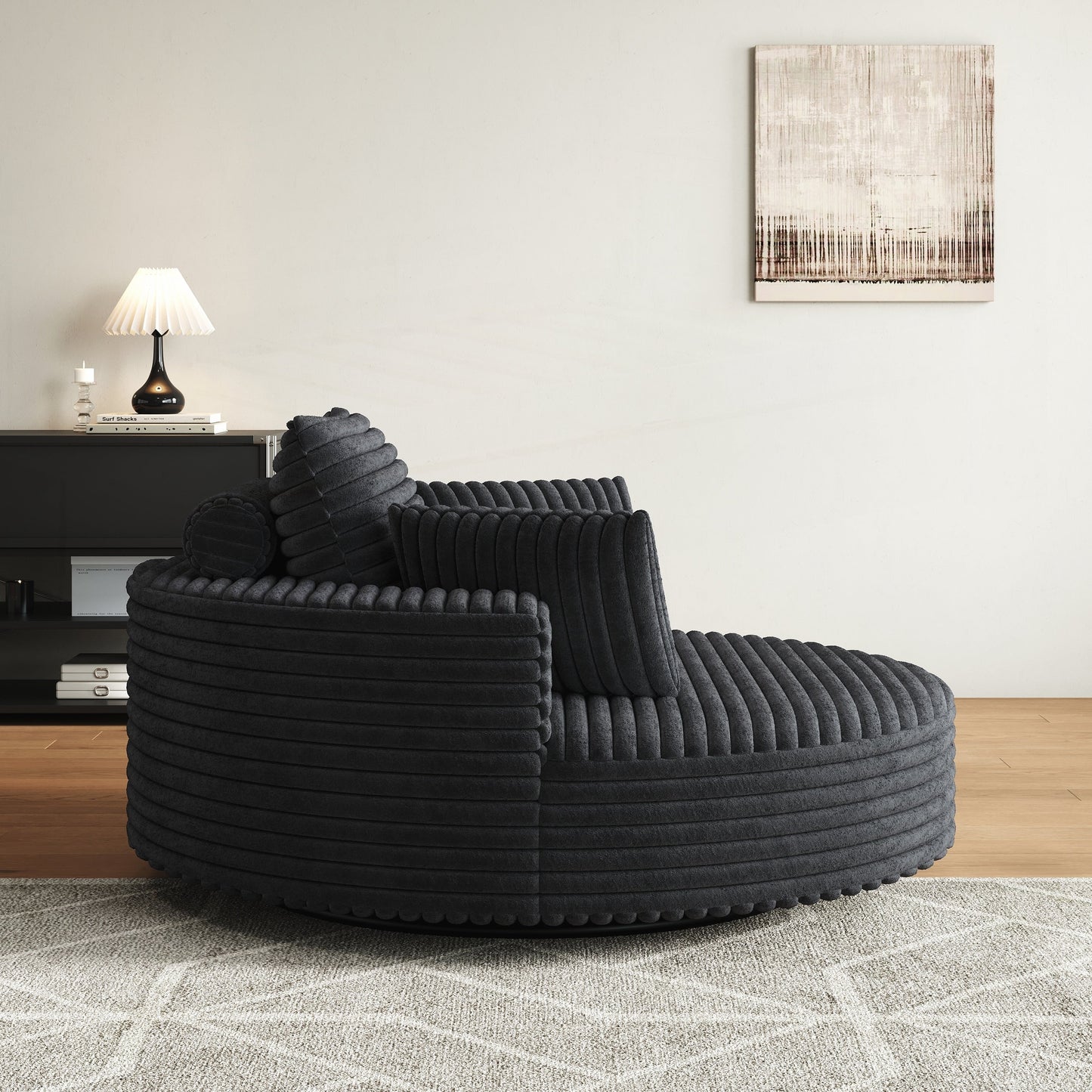 Corduroy Chenille Foam Single Swivel Chair