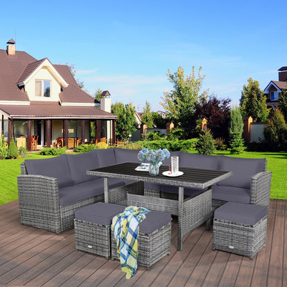 Costway 7 PCS Patio Rattan Dining Set Sectional Sofa Couch Ottoman - See Details