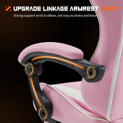 Ergonomic PU Leather 360¡ã Swivel Gaming Recliner with Footrest, Headrest, Lumbar Support, Adjustable Height