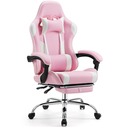 Ergonomic PU Leather 360¡ã Swivel Gaming Recliner with Footrest, Headrest, Lumbar Support, Adjustable Height